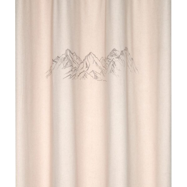 Vorhang mit alpinen Bergmotiv, Wolloptik mit festen Ösen, beige, 140 x 240 cm