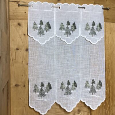 Scheibengardine nach Maß, bestickt mit Tannenbäume, Landhausstil