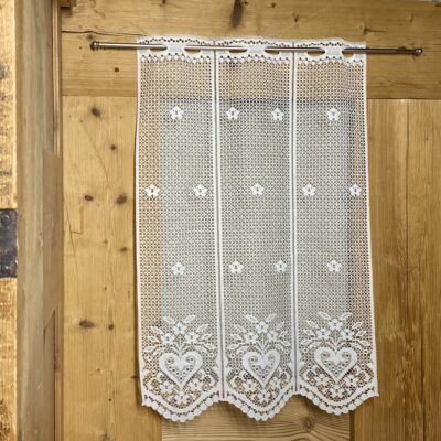 Spitzengardine mit Herzen und Blumen für Fenster, Shabby Chic, Tiroler Landhausstil