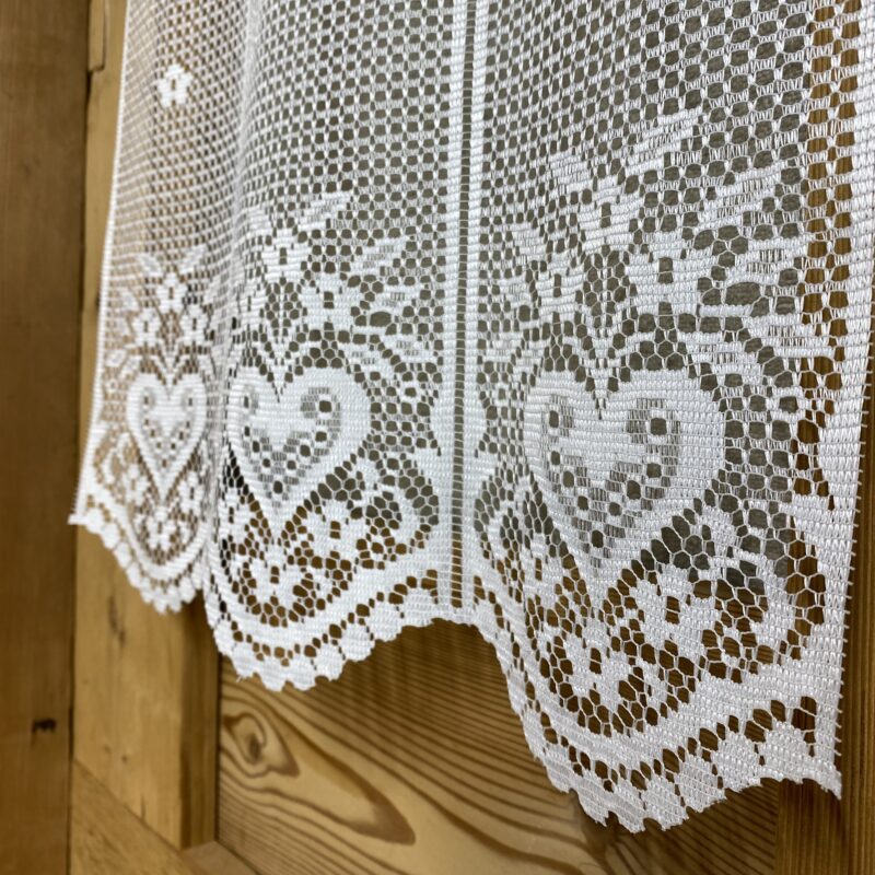Spitzengardine mit Herzen und Blumen für Fenster, Shabby Chic, Tiroler Landhausstil